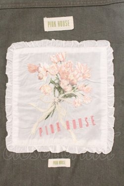 画像4: PINK HOUSE / リューチップとリボン柄デニムジャケット 4(L) グリーン O-26-03-21-112-LO-JA-IG-OS