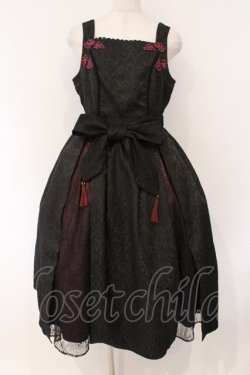 画像1: axes femme kawaii / チャイナジャガードジャンスカ M クロ×ワイン O-26-03-21-134-AX-OP-IG-OS