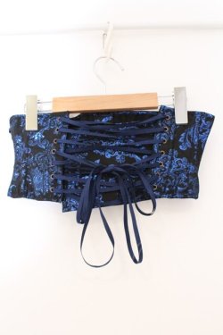 画像4: ATELIER PIERROT / Grim Shadows Corset  ネイビー×ブラック O-26-03-21-135-EL-ZA-IG-OS