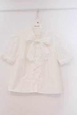 画像1: evelyn / コットンレースボウタイ半袖ブラウス  シロ O-26-03-21-014-LO-BL-IG-OS