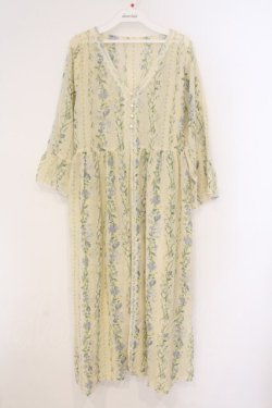 画像1: axes femme / 花柄シースルーロングカーディガン  イエロー O-26-03-21-015-AX-TO-IG-OS