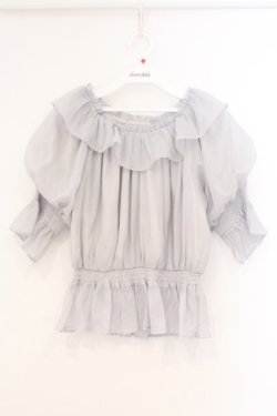 画像1: F&A / シアーオフショルフリルプルオーバーブラウス F グレー O-26-03-21-024-LO-BL-OW-OS