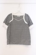 Bubbles / コットンレース配色ギンガムブラウス  クロ O-26-03-21-027-CA-BL-OW-OS