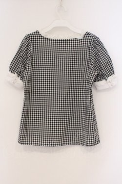 画像3: Bubbles / コットンレース配色ギンガムブラウス  クロ O-26-03-21-027-CA-BL-OW-OS