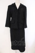 INGEBORG / モールドツイードセットアップ ジャケット・スカート共にL クロ O-26-03-23-001-LO-OP-OW-OS