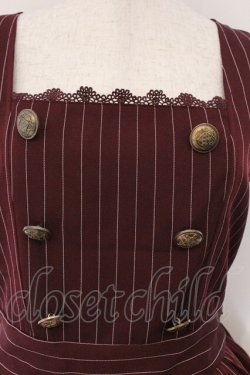 画像2: axes femme kawaii / ストライプ柄ジャンスカ  ワイン O-26-03-23-003-AX-OP-IG-OS