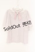 axes femme kawaii / ビジューリボンブローチ付ブラウス M ピンク O-26-03-23-037-AX-BL-IG-OS