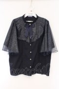 axes femme kawaii / チュールフリルブラウス  ネイビー O-26-03-23-038-AX-BL-IG-OS