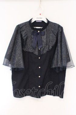画像1: axes femme kawaii / チュールフリルブラウス  ネイビー O-26-03-23-038-AX-BL-IG-OS
