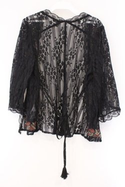 画像3: axes femme / フラワー刺繍レースカーデ/ミュルーズ染織美術館コラボ  クロ O-26-03-23-040-AX-TO-IG-OS