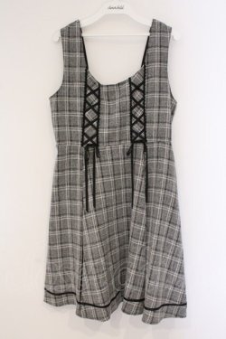 画像1: axes femme / チェック柄ジャンパースカート M グレー O-26-03-23-044-AX-OP-IG-OS