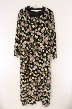 画像1: INGEBORG / カーネーション柄ワンピース  クロ O-26-03-23-049-LO-OP-OW-OS