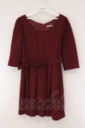 dazzlin / ベルト付き起毛ワンピース M ワイン O-26-03-23-053-GO-OP-OW-OS