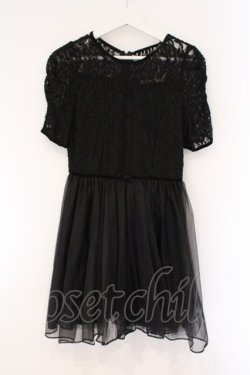 画像1: dazzlin / チュール切替ワンピース M クロ O-26-03-23-054-GO-OP-OW-OS