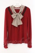 axes femme / ボウタイ付きプルオーバー M ワイン O-26-03-23-056-AX-TO-OW-OS