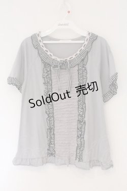 画像1: axes femme / ストライプ使い半袖プルオーバー M グレー O-26-03-23-061-AX-TO-OW-OS