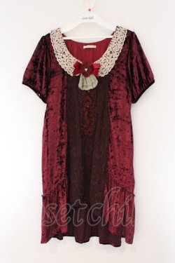 画像1: axes femme / ベロアフィッシュテールチュニック M ワイン O-26-03-23-065-AX-OP-OW-OS