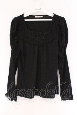 画像1: axes femme / レースパワショルダーカットソー M クロ O-26-03-23-067-AX-TO-OW-OS