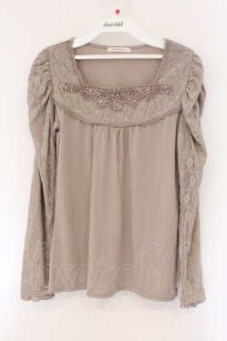 画像1: axes femme / レースパワショルダーカットソー M ベージュ O-26-03-23-069-AX-TO-OW-OS