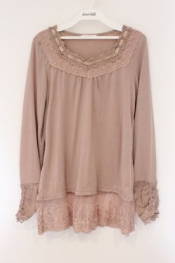 画像1: axes femme / はしごレースカットソー M ピンク O-26-03-23-070-AX-TO-OW-OS