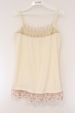 画像1: axes femme / 総レース・立体お花付きキャミソール M キナリ O-26-03-23-074-AX-TO-OW-OS