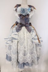 Elpress L / 総レースジャンパースカート　ドレス S サックス O-26-03-23-007-PU-OP-OW-OS