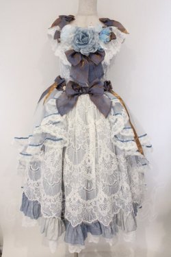 画像1: Elpress L / 総レースジャンパースカート　ドレス S サックス O-26-03-23-007-PU-OP-OW-OS