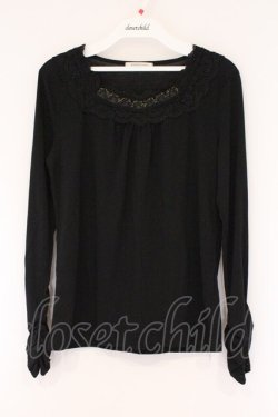 画像1: axes femme / 胸元ラメレース使いインナープルオーバー M クロ O-26-03-23-079-AX-TO-OW-OS