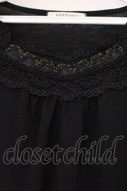 画像2: axes femme / 胸元ラメレース使いインナープルオーバー M クロ O-26-03-23-079-AX-TO-OW-OS