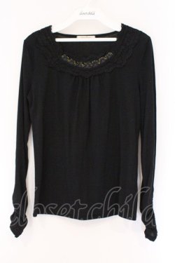 画像1: axes femme / 胸元ラメレース使いインナープルオーバー M クロ O-26-03-23-080-AX-TO-OW-OS