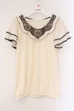 画像1: axes femme / ショルダーフリルプルオーバー M キナリ O-26-03-23-082-AX-TO-OW-OS