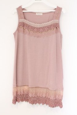 画像1: axes femme / カギ編みロングキャミ M ピンク O-26-03-23-088-AX-TO-OW-OS