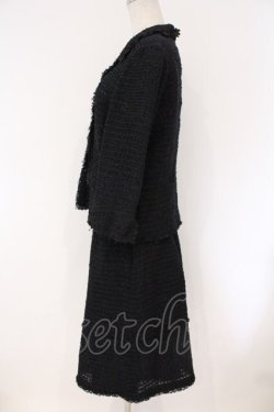 画像3: INGEBORG / モールドツイードセットアップ ジャケット・スカート共にL クロ O-26-03-23-001-LO-OP-OW-OS