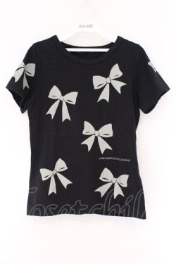 画像1: Jane Marple Dans Le Salon / リボンptTシャツ M クロ O-26-03-23-095-JM-TO-OW-OS