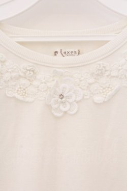 画像2: axes femme / フラワーレース配色トップス M シロ O-26-03-23-097-0-TO-OW-OS