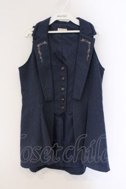画像1: axes femme / バックタックロングベスト M ネイビー O-26-03-23-009-AX-JA-IG-OS