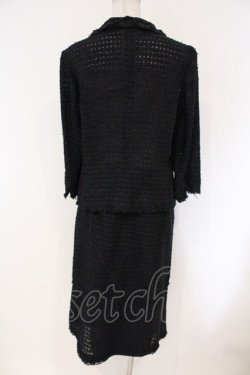 画像4: INGEBORG / モールドツイードセットアップ ジャケット・スカート共にL クロ O-26-03-23-001-LO-OP-OW-OS