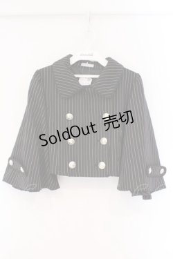 画像1: axes femme POETIQUE / ダブルボタンケープジャケット M クロ ストライプ O-26-03-23-012-AX-JA-IG-OS