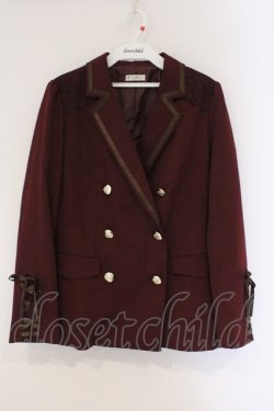 画像1: axes femme / 袖レースアップジャケット  ワイン O-26-03-23-014-AX-JA-IG-OS