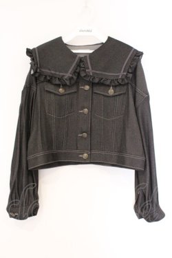 画像1: axes femme POETIQUE / セーラー襟ショートブルゾン M クロ O-26-03-23-016-AX-JA-IG-OS