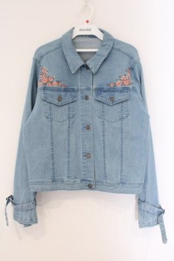 画像1: axes femme / 花刺繍ストレッチデニムジャケット L インディゴ O-26-03-23-019-AX-JA-IG-OS