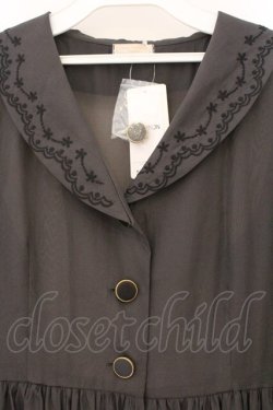 画像2: axes femme POETIQUE / 刺繍襟シアーロングコート  チャコール O-26-03-23-020-AX-OP-IG-OS