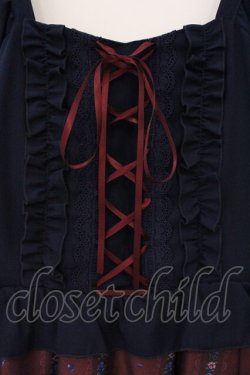 画像2: axes femme / ガーベラ＆オータムローズワンピース  ワイン×ネイビー O-26-03-23-021-AX-OP-IG-OS