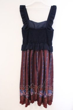 画像4: axes femme / ガーベラ＆オータムローズワンピース  ワイン×ネイビー O-26-03-23-021-AX-OP-IG-OS