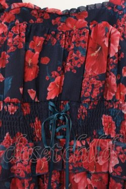 画像2: axes femme / ハイビスカス柄ワンピース  ネイビー×アカ O-26-03-23-022-AX-OP-IG-OS