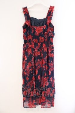 画像3: axes femme / ハイビスカス柄ワンピース  ネイビー×アカ O-26-03-23-022-AX-OP-IG-OS