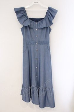 画像1: axes femme POETIQUE / ２ｗａｙフリルオフショルワンピース  ブルー O-26-03-23-026-AX-OP-IG-OS