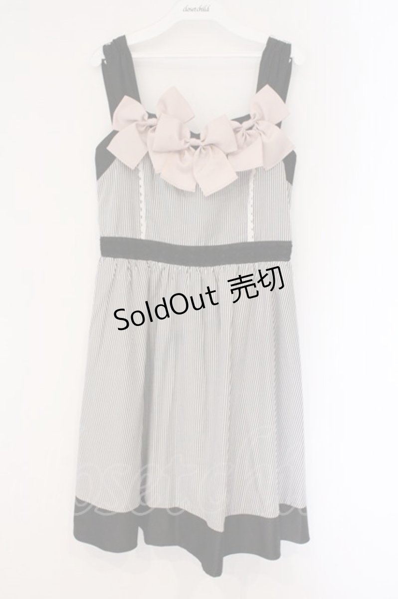 画像1: axes femme POETIQUE / リボンデコレーションワンピース  クロ×シロ×ピンク O-26-03-23-028-AX-OP-IG-OS (1)