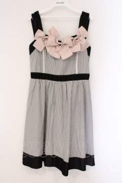 画像1: axes femme POETIQUE / リボンデコレーションワンピース  クロ×シロ×ピンク O-26-03-23-028-AX-OP-IG-OS