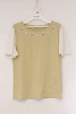 画像1: axes femme POETIQUE / 透かしハートプルオーバー M イエロー O-26-03-24-025-AX-TO-OW-OS